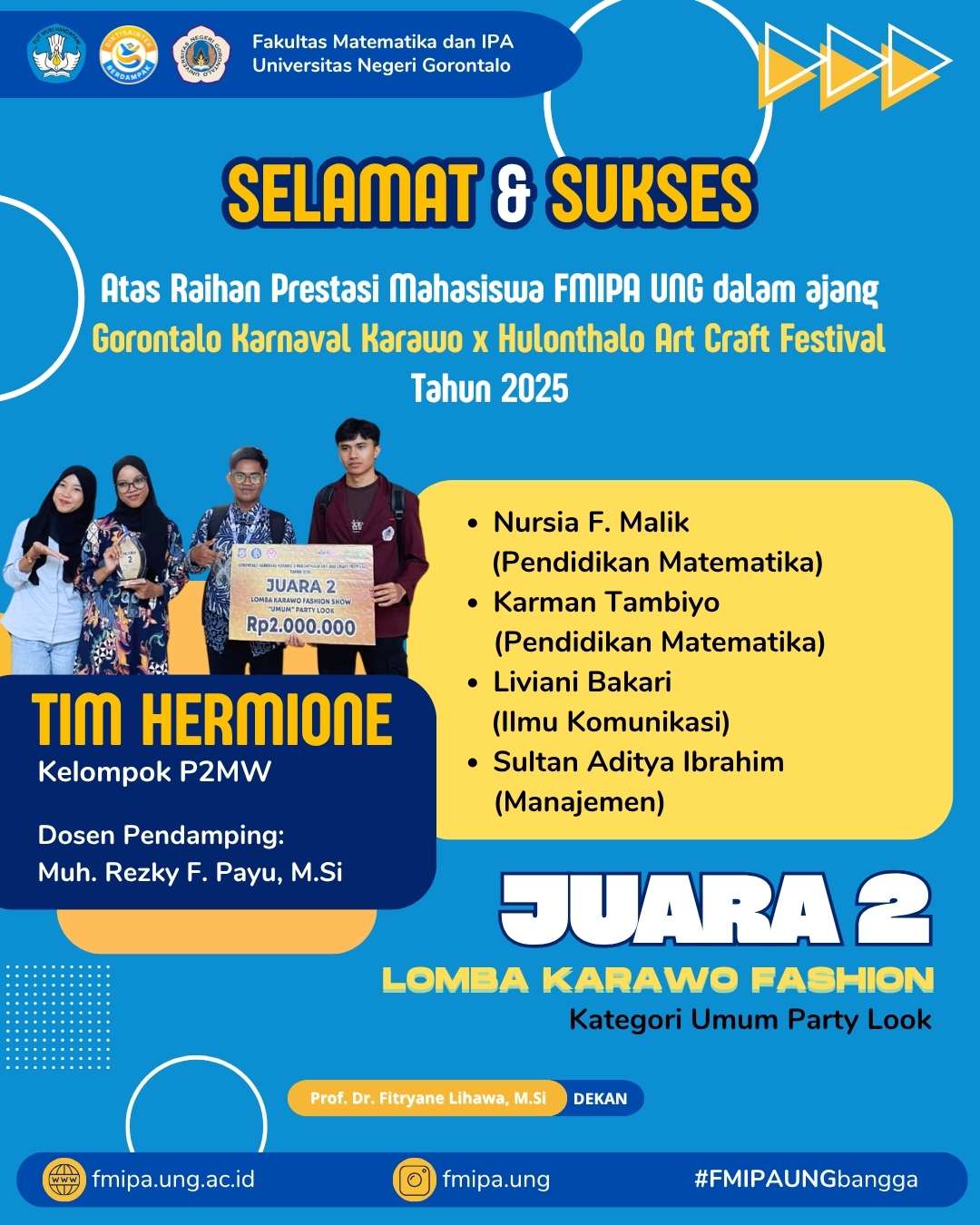 Mahasiswa FMIPA UNG Raih Juara 2 Lomba Karawo Fashion di Gorontalo ...